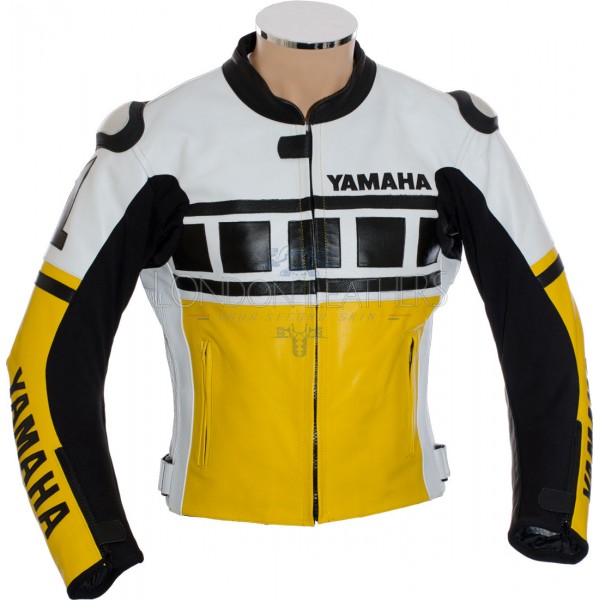 Kenny Roberts Laguna Seca Rep Yellow Yamaha Leather Motorcycle Jacket